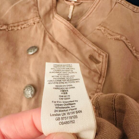 FREE PEOPLE Ruffled Flare Hem Cropped Military Jacket Coat – Small - Picture 6 of 8